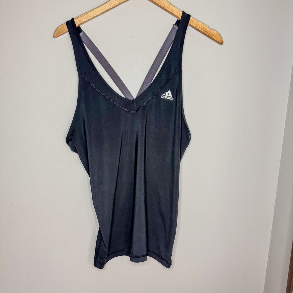 adidas Techfit Climalite Strappy Tank Top Charcoal Gray Workout Size L
